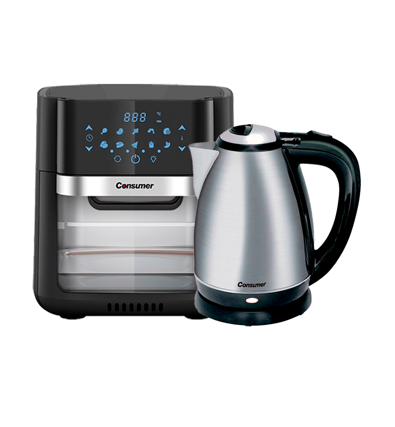 COMBO MAMA-FREIDORA DE AIRE DE 10L+HERVIDORA CONSUMER