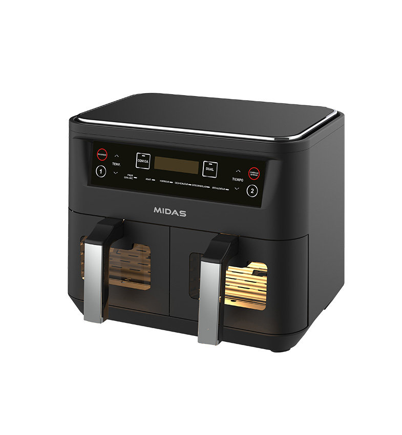 FREIDORA MIDAS AIR FRYER DUAL ELITE 8LTS NEGRO