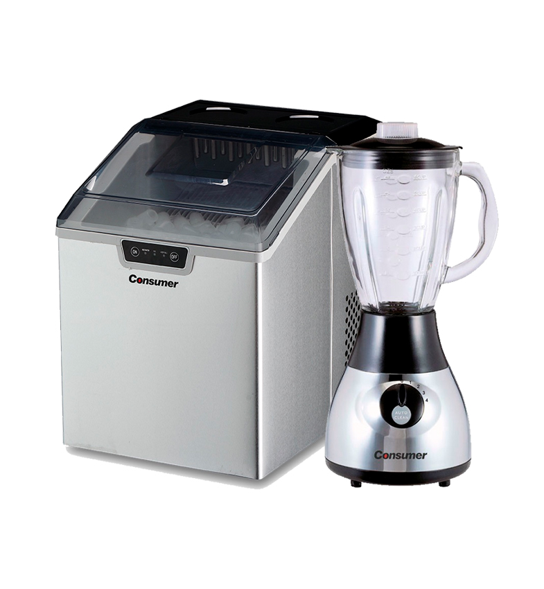 FABRICADORA DE HIELO 18K+LICUADORA INOX CONSUMER