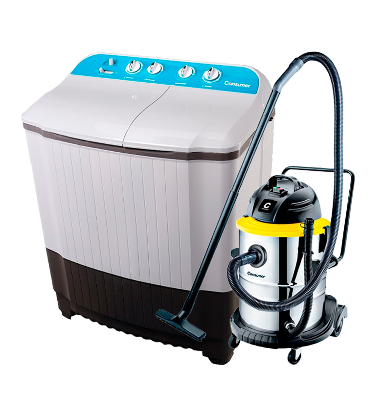 COMBO MAMA-LAVARROPA DOBLE TANQUE 10K+ASPIRADORA 50LTS CONSUMER