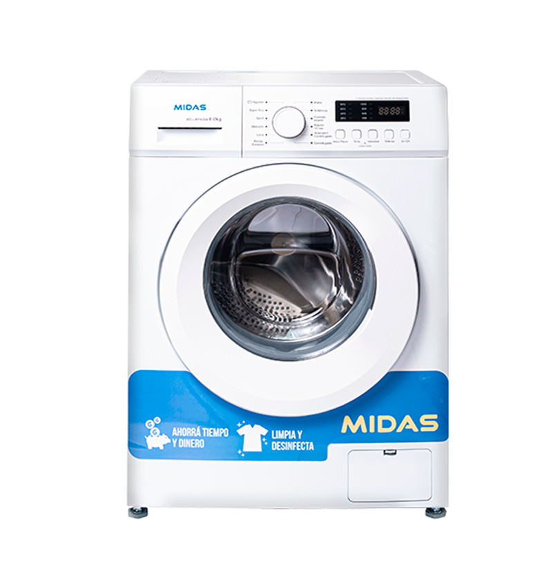 LAVARROPAS AUTOMATICO MIDAS CELESTE FRONTAL 6KG BL