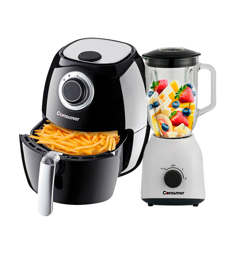 COMBO MAMA- FREIDORA DE 2,6L+LICUADORA 2V CONSUMER