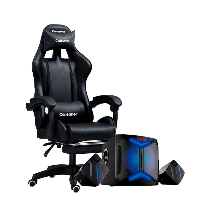 SILLA GAMER NEGRO+SPEAKER SPIDER CONSUMER
