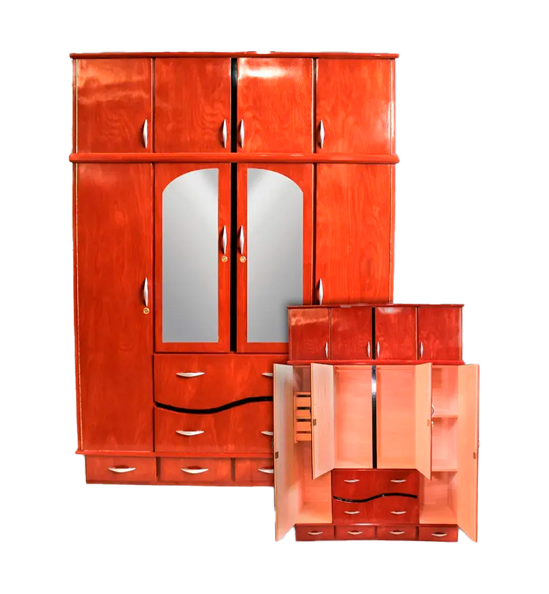 PLACARD DE 4 CUERPOS EE (ESPEJO-EXTERNO) COLOR LUSTRE: CAOBA